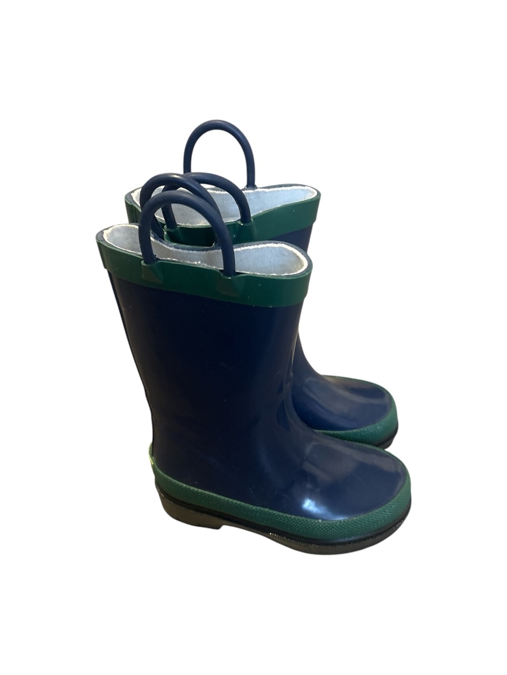 Western Chief Kids 7/8 Navy/Green Rain Boots